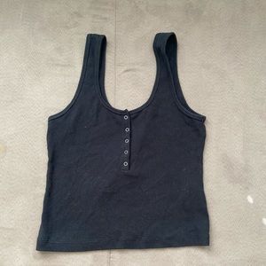 Abercrombie soft ribbed henley black tank